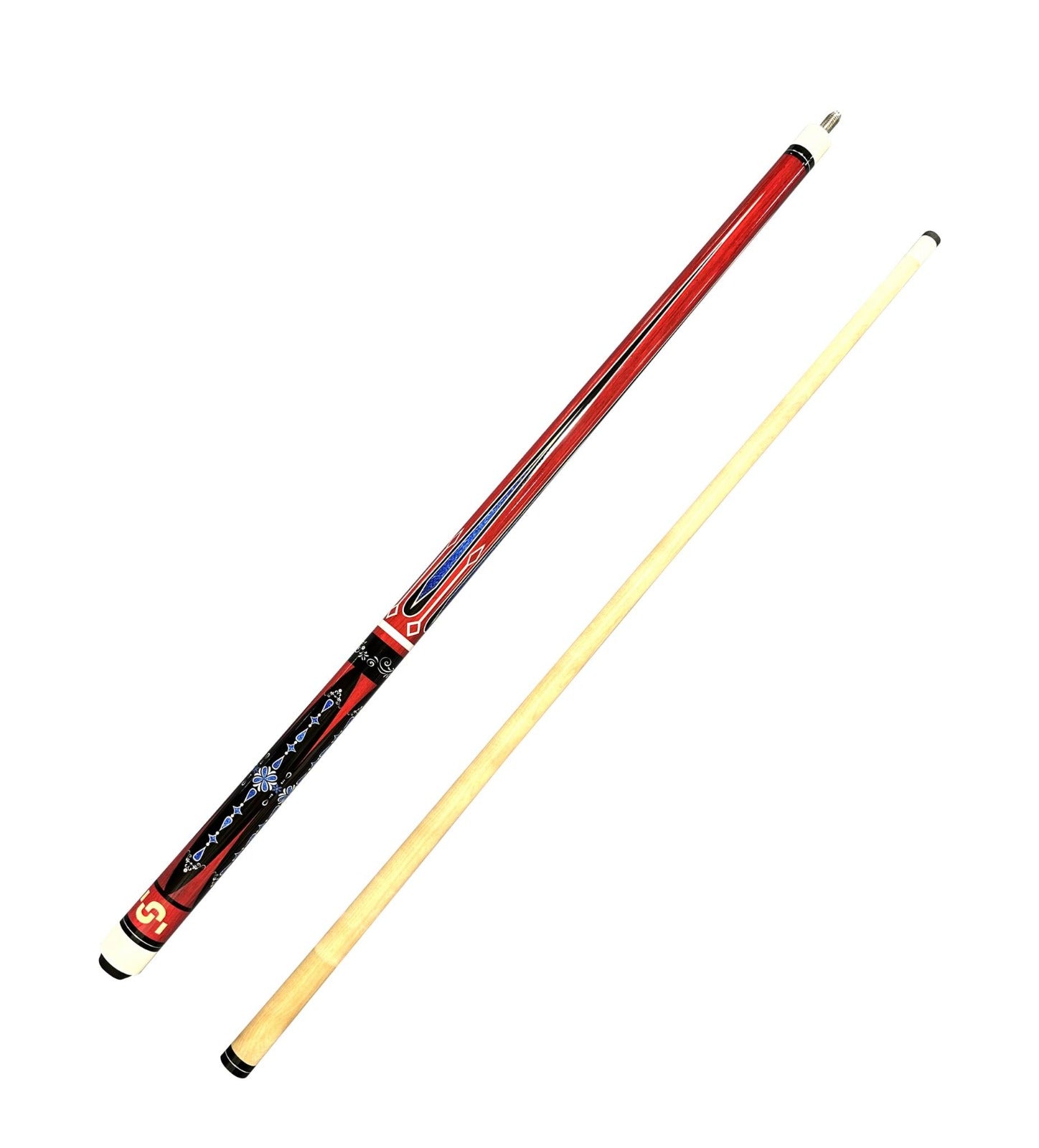 57" Two-Piece Birch Pool Cue Orange 13mm Tip