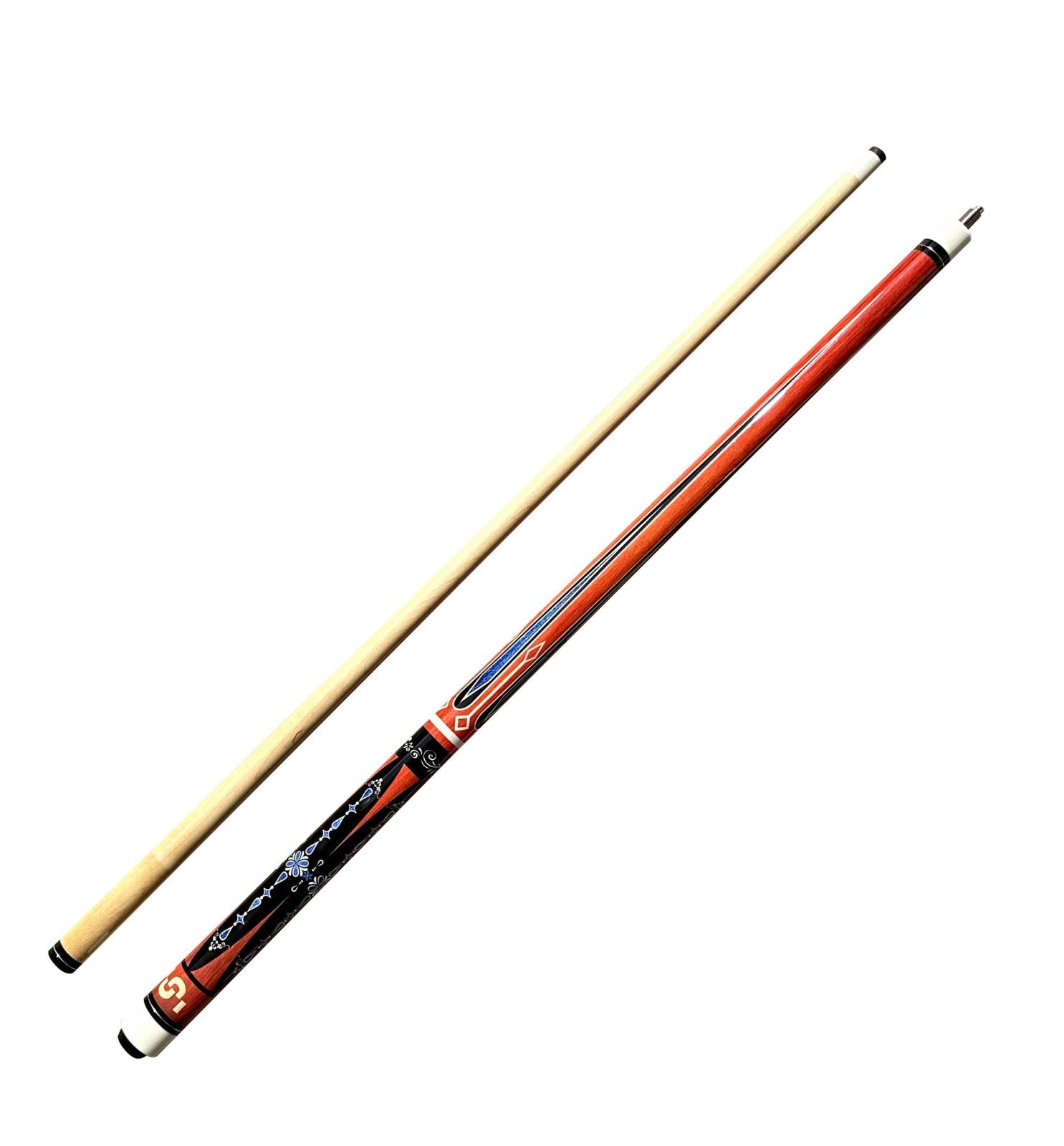 57" Two-Piece Birch Pool Cue Red 13mm Tip
