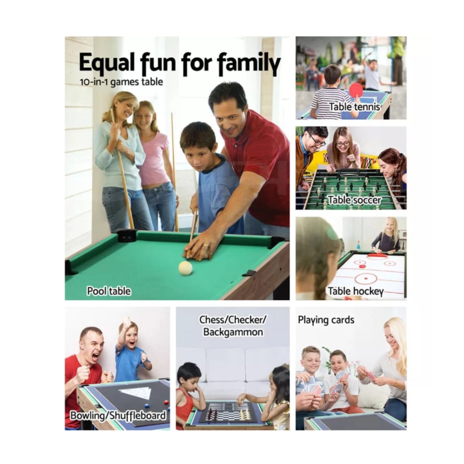 10 in 1 Soccer Table Foosball Hockey Pool Bowling Combo Games Home Party Gift_5