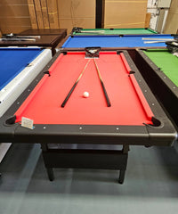 7ft Foldable Pool Table _ Red Cloth_real image