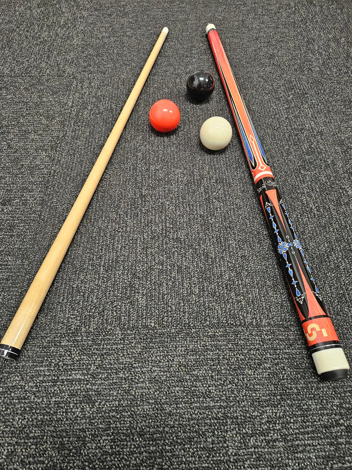 57" Two-Piece Birch Pool Cue Orange 13mm Tip