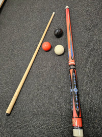 57" Two-Piece Birch Pool Cue Orange 13mm Tip