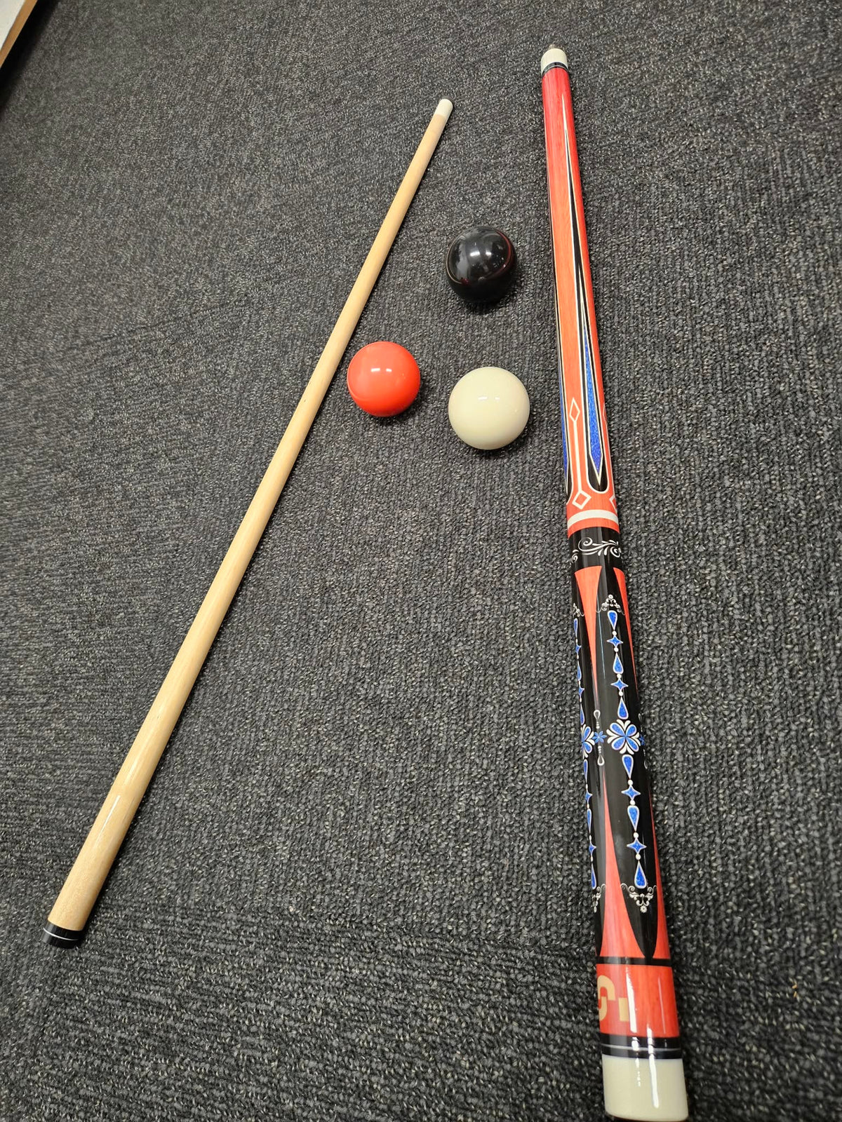 57" Two-Piece Birch Pool Cue Orange 13mm Tip