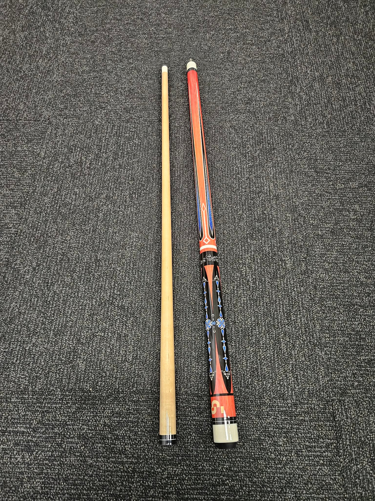57" Two-Piece Birch Pool Cue Orange 13mm Tip